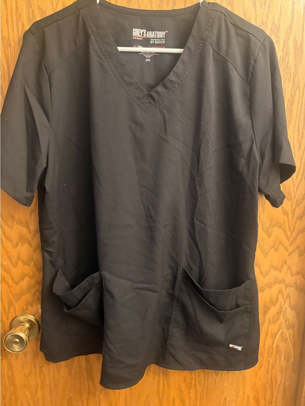 Grey's Anatomy Black V-Neck Scrub Top with Front Pockets